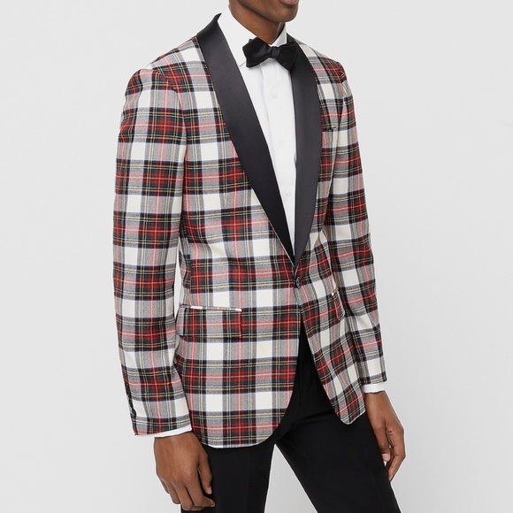 J. Crew Other - J Crew Ludlow shawl-collar dinner jacket snowy Stewart tartan English wool 38R